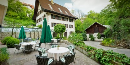vegetarisch vegan essen gehen - Tageszeiten: Abend - Baden-Württemberg - Frühstücksterrasse - Hotel Restaurant Bibermühle 