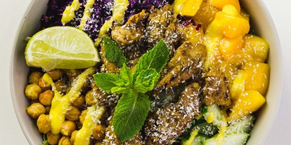 vegetarisch vegan essen gehen - Art der Küche: indisch - manhattan mango bowl - råbowls