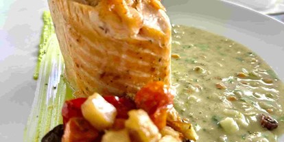 vegetarisch vegan essen gehen - Tageszeiten: Mittag - Baden-Württemberg - Fischgerichte solange der Vorrat reicht (Wir verwenden Frischfisch und keine TK Ware. Angebot auf unserer Tafel im Restaurant) - Schlosscafe 