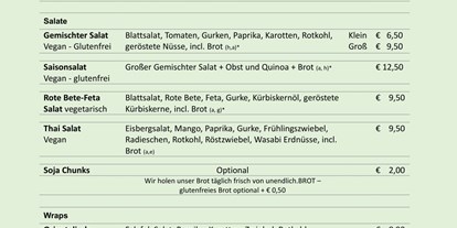 vegetarisch vegan essen gehen - Preisniveau: Standard Küche - Allgäu / Bayerisch Schwaben - Speisekarte Bowls, Salate und Wraps - GuennieGonzalez - Veggie Küche in Landsberg am Lech